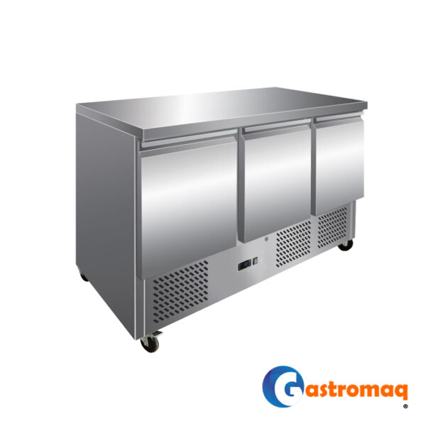 Mesón Saladette Cubierta Acero 3 Puertas 400 lts. Gastromaq