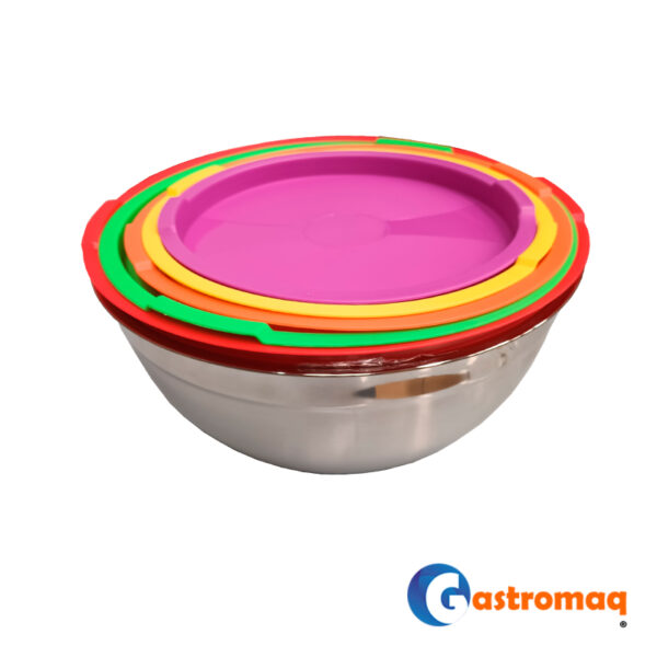 Set bowl acero con tapa 5 piezas Gastromaq