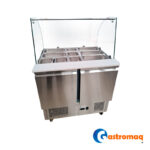 Mesón Saladette 10 Depósitos 2 Puertas Cúpula Vidrio Gastromaq