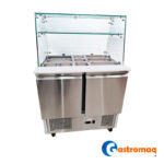 Mesón Saladette 10 Depósitos 2 Puertas Cúpula Vidrio+Repisa Gastromaq