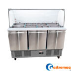 Mesón Saladette 14 Depósitos 3 Puertas Cúpula Vidrio Gastromaq