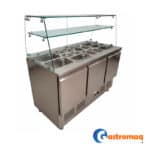 Mesón Saladette 14 Depósitos 3 Puertas Cúpula Vidrio+Repisa Gastromaq